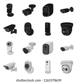 Vector design of cctv and camera symbol. Set of cctv and system vector icon for stock.