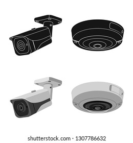 Vector design of cctv and camera symbol. Collection of cctv and system stock vector illustration.