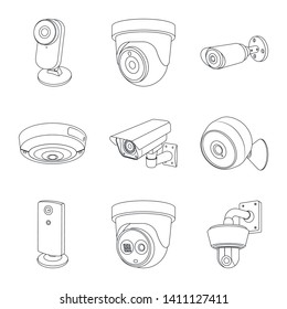 Vector design of cctv and camera symbol. Set of cctv and system vector icon for stock.
