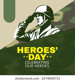 A vector design celebrating Heroes Day, featuring bold patriotic elements, customizable text, and vibrant graphics. Perfect for digital use and print, fully editable.