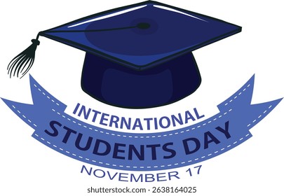 Vector design celebrating International Students Day with books, flags, and diverse students. Perfect for educational campaigns, posters, and youth awareness themes.