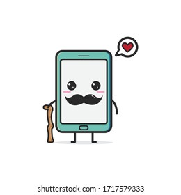 Vector design of a cellphone mascot. Handphone with a flat design style.