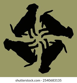 vector design for ceramic or tile motifs with dog motifs in soft colors