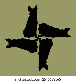 vector design for ceramic or tile motifs with dog motifs in soft colors