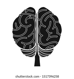 Vector design of cerebrum and hemisphere symbol. Graphic of cerebrum and gyri vector icon for stock.