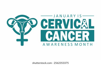 Vector Design for Cervical Cancer Awareness Month. Medical uterus icon, bold typography, and clean white background. 