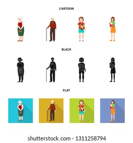 Vector design of character and avatar  icon. Collection of character and portrait stock vector illustration.