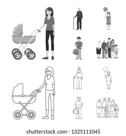 Vector design of character and avatar  icon. Set of character and portrait stock symbol for web.