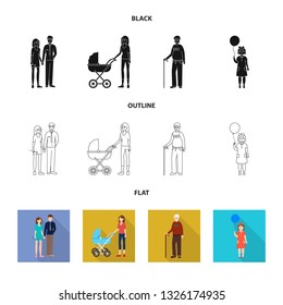 Vector design of character and avatar  icon. Collection of character and portrait stock vector illustration.