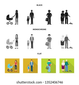 Vector design of character and avatar  icon. Set of character and portrait stock vector illustration.