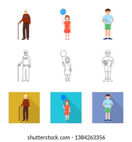 Vector design of character and avatar  icon. Collection of character and portrait vector icon for stock.