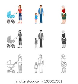 Vector design of character and avatar  icon. Collection of character and portrait vector icon for stock.