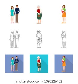 Vector design of character and avatar  icon. Collection of character and portrait vector icon for stock.