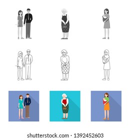 Vector design of character and avatar  icon. Set of character and portrait stock vector illustration.