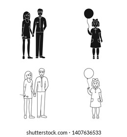 Vector design of character and avatar  icon. Set of character and portrait stock vector illustration.