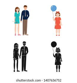 Vector design of character and avatar  icon. Set of character and portrait stock vector illustration.