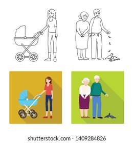 Vector design of character and avatar  icon. Set of character and portrait vector icon for stock.