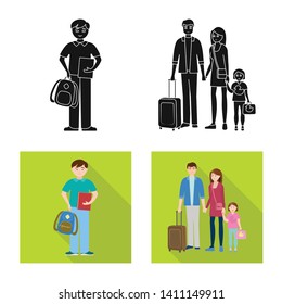 Vector design of character and avatar  icon. Set of character and portrait stock vector illustration.