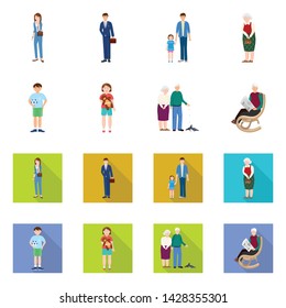 Vector design of character and avatar icon. Set of character and portrait stock vector illustration.