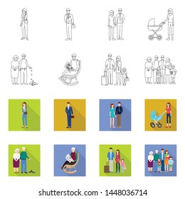 Vector design of character and avatar icon. Collection of character and portrait vector icon for stock.