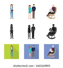 Vector design of character and avatar icon. Set of character and portrait stock symbol for web.