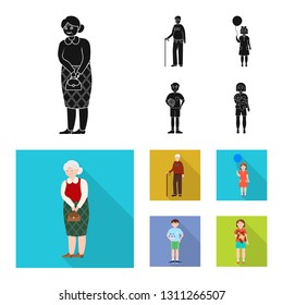 Vector design of character and avatar  logo. Set of character and portrait vector icon for stock.