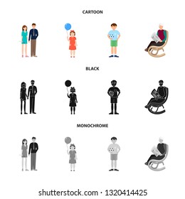 Vector design of character and avatar  logo. Set of character and portrait vector icon for stock.