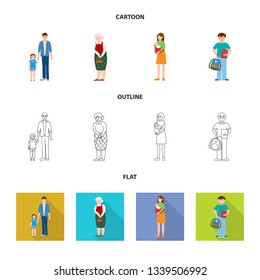Vector design of character and avatar  logo. Collection of character and portrait stock vector illustration.