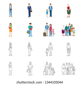 Vector design of character and avatar  logo. Collection of character and portrait stock vector illustration.