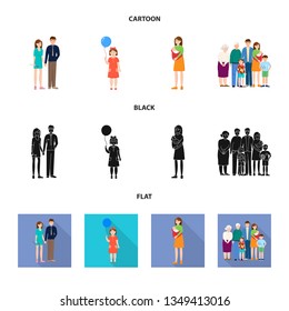 Vector design of character and avatar  logo. Collection of character and portrait vector icon for stock.