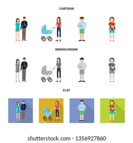 Vector design of character and avatar  logo. Collection of character and portrait stock vector illustration.