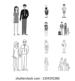 Vector design of character and avatar  logo. Collection of character and portrait stock vector illustration.