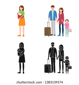 Vector design of character and avatar  logo. Collection of character and portrait stock vector illustration.