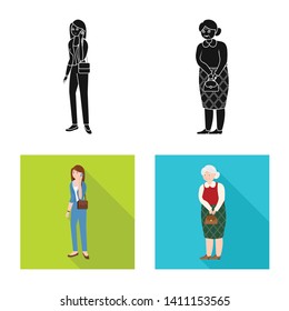 Vector design of character and avatar  logo. Set of character and portrait vector icon for stock.