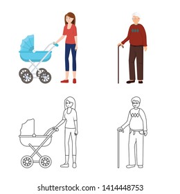 Vector design of character and avatar  logo. Set of character and portrait stock symbol for web.