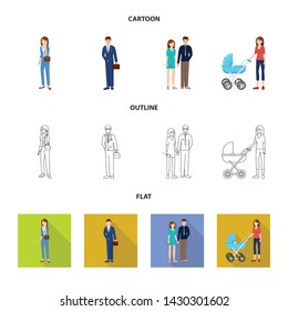 Vector design of character and avatar logo. Collection of character and portrait stock vector illustration.
