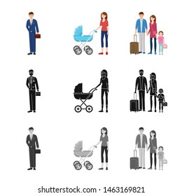 Vector design of character and avatar logo. Set of character and portrait vector icon for stock.