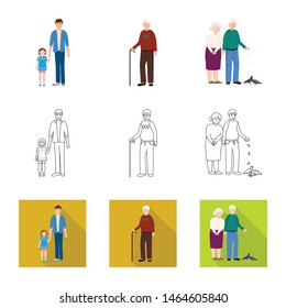Vector design of character and avatar logo. Set of character and portrait stock vector illustration.