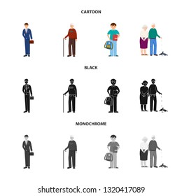 Vector design of character and avatar  sign. Set of character and portrait vector icon for stock.
