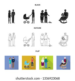 Vector design of character and avatar  sign. Collection of character and portrait vector icon for stock.