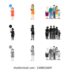 Vector design of character and avatar  sign. Collection of character and portrait vector icon for stock.
