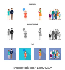 Vector design of character and avatar  sign. Set of character and portrait stock vector illustration.