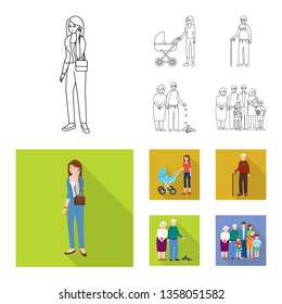 Vector design of character and avatar  sign. Set of character and portrait stock vector illustration.