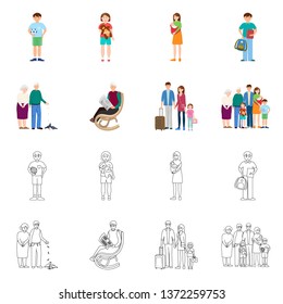 Vector design of character and avatar  sign. Set of character and portrait stock symbol for web.