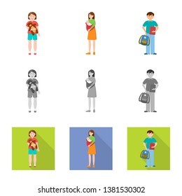Vector design of character and avatar  sign. Collection of character and portrait stock vector illustration.
