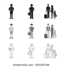 Vector design of character and avatar  sign. Set of character and portrait stock vector illustration.