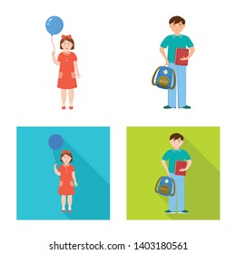 Vector design of character and avatar  sign. Set of character and portrait vector icon for stock.