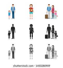 Vector design of character and avatar sign. Collection of character and portrait stock vector illustration.