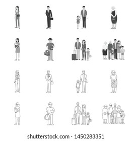 Vector design of character and avatar sign. Collection of character and portrait vector icon for stock.