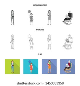 Vector design of character and avatar sign. Collection of character and portrait vector icon for stock.